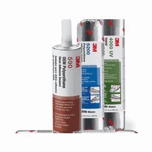 Three 3M adhesive sealant tubes of different types and specifications are standing upright, ready for any project. Available at Scott's Hill Hardware.