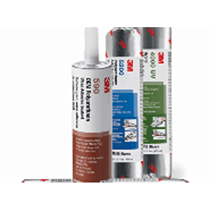 Three tubes of SGU sealant, two with red-brown labeling and one with silver labeling, are displayed upright at Scott's Hill Hardware.