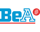 The image displays the BeA logo, with "Be" in blue lowercase letters, "A" in a larger blue uppercase letter, and a red icon resembling a "U" within a red square to the right of the "A", reminiscent of signage found at Scott's Hill Hardware.