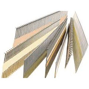 A variety of nail strips from Scott's Hill Hardware are arranged in a fanned-out manner, showcasing different sizes and types.