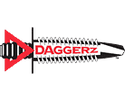 Logo for Scott's Hill Hardware featuring a red and black arrow with the word "DAGGERZ" on a white background over the arrow's shaft, which is stylized with barbed-like elements.