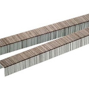 Two long strips of metal staples, sourced from Scott's Hill Hardware, stacked on top of each other and arranged in parallel.