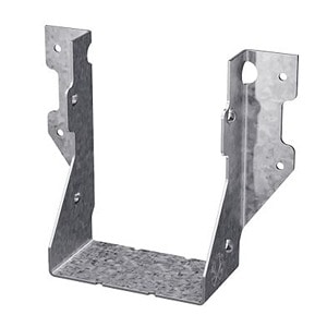 A metal joist hanger with pre-drilled holes and a galvanized finish from Scott's Hill Hardware, designed for securing wooden beams in construction projects.