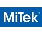 Blue rectangular logo with "MiTek" written in bold white letters, proudly displayed above the entrance of Scott's Hill Hardware.