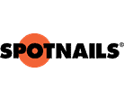 The image shows the Spotnails logo with black text and an orange circle in the background highlighting the letter "O", seamlessly blending with the style seen at Scott's Hill Hardware.