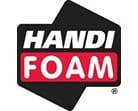 Logo featuring the text "HANDI FOAM" in bold letters, with "HANDI" in white on a black background and "FOAM" in white on a red background, prominently displayed at Scott's Hill Hardware.