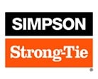 Logo of Simpson Strong-Tie with "Simpson" written in white on a black background and "Strong-Tie" in white on an orange background underneath, proudly displayed at Scott's Hill Hardware.